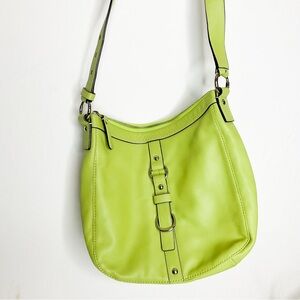 VINTAGE COACH Chelsea Lime Green Leather Shoulder Bag